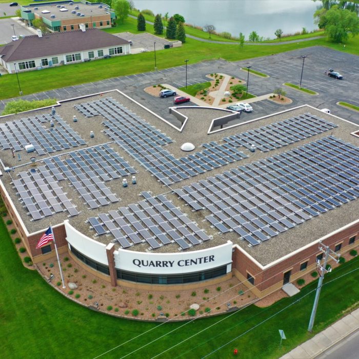 an aerial view of a solar power plant - Cedar Creek Energy